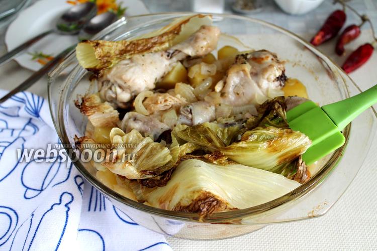 Фото Куриные голени, запеченные с картофелем и пекинской капустой