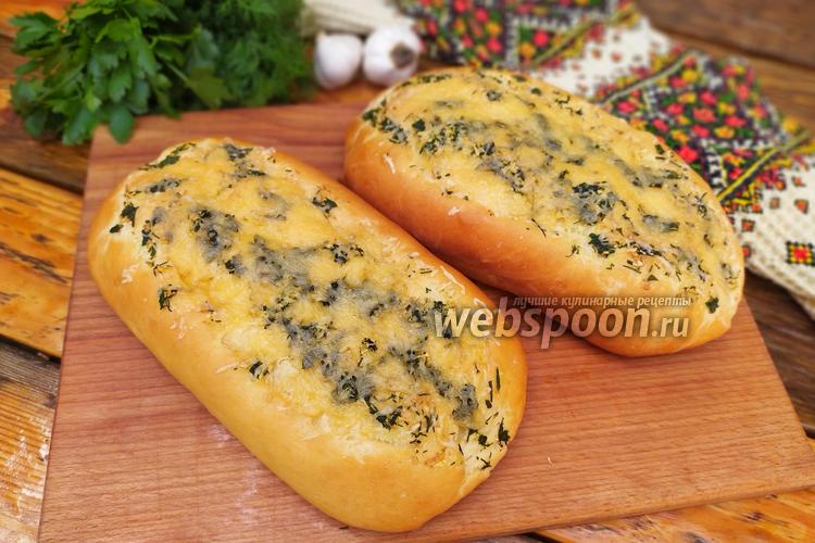 Фото Хлеб с зеленью, чесноком и сыром на кефире