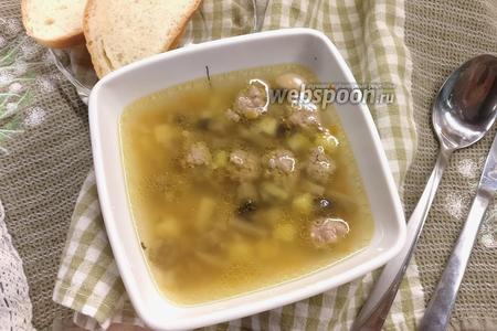 Фото рецепта Суп с фрикадельками и грибами
