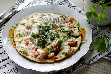 Фото рецепта Омлет с овощами и творогом