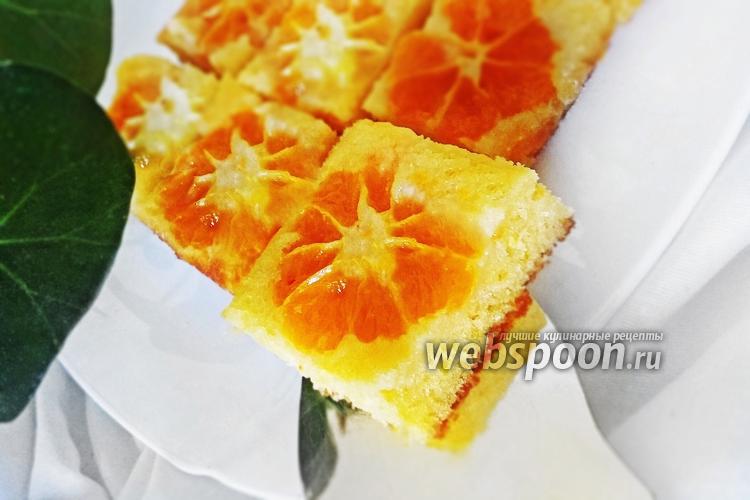 Фото Заливной пирог с мандаринами на растительном масле