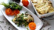 Фото рецепта Запечённое филе окуня с картофелем и грибами в сливочном соусе