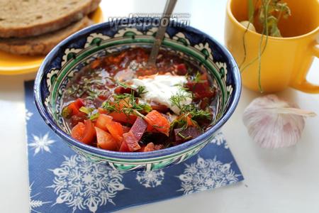 Фото рецепта Борщ с запечёнными овощами