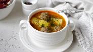 Фото рецепта Томатный суп с фрикадельками и рисом