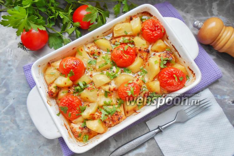 Фото Куриное филе с картофелем и помидорами в духовке 
