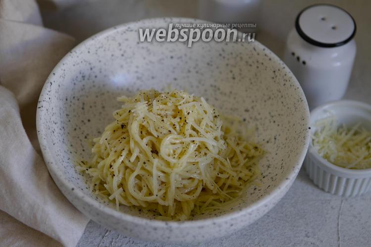Фото Домашнее спагетти с сыром и сливками 