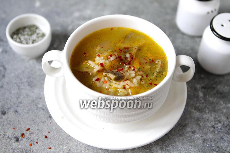 Фото Постный рисовый суп с грибами 