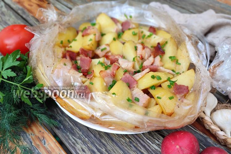 Как приготовить Картофель запеченный с мясом в рукаве в духовке просто рецепт пошаговый