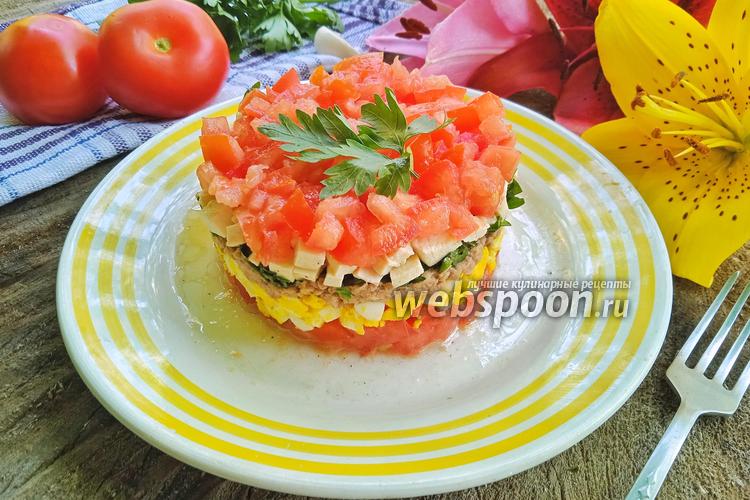 Фото Итальянский салат с тунцом, тофу и помидорами 