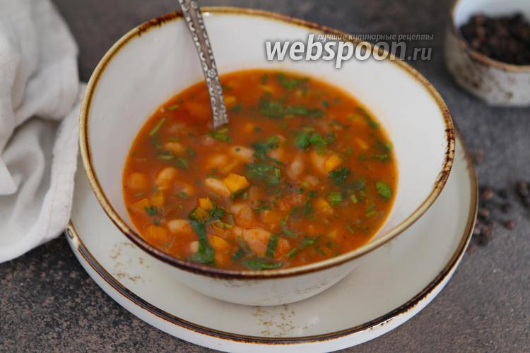 Фото Томатный суп с консервированной фасолью 