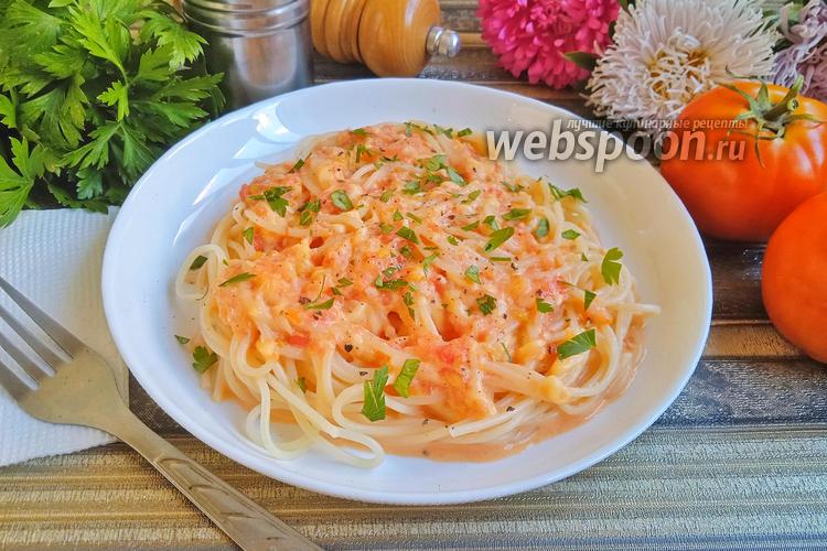 Фото Спагетти в томатно-сырном соусе с майонезом 