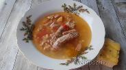 Фото рецепта Кето суп с куриными шеями и колбасой