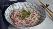 Фото рецепта Гарнир из риса с ветчиной на сковороде
